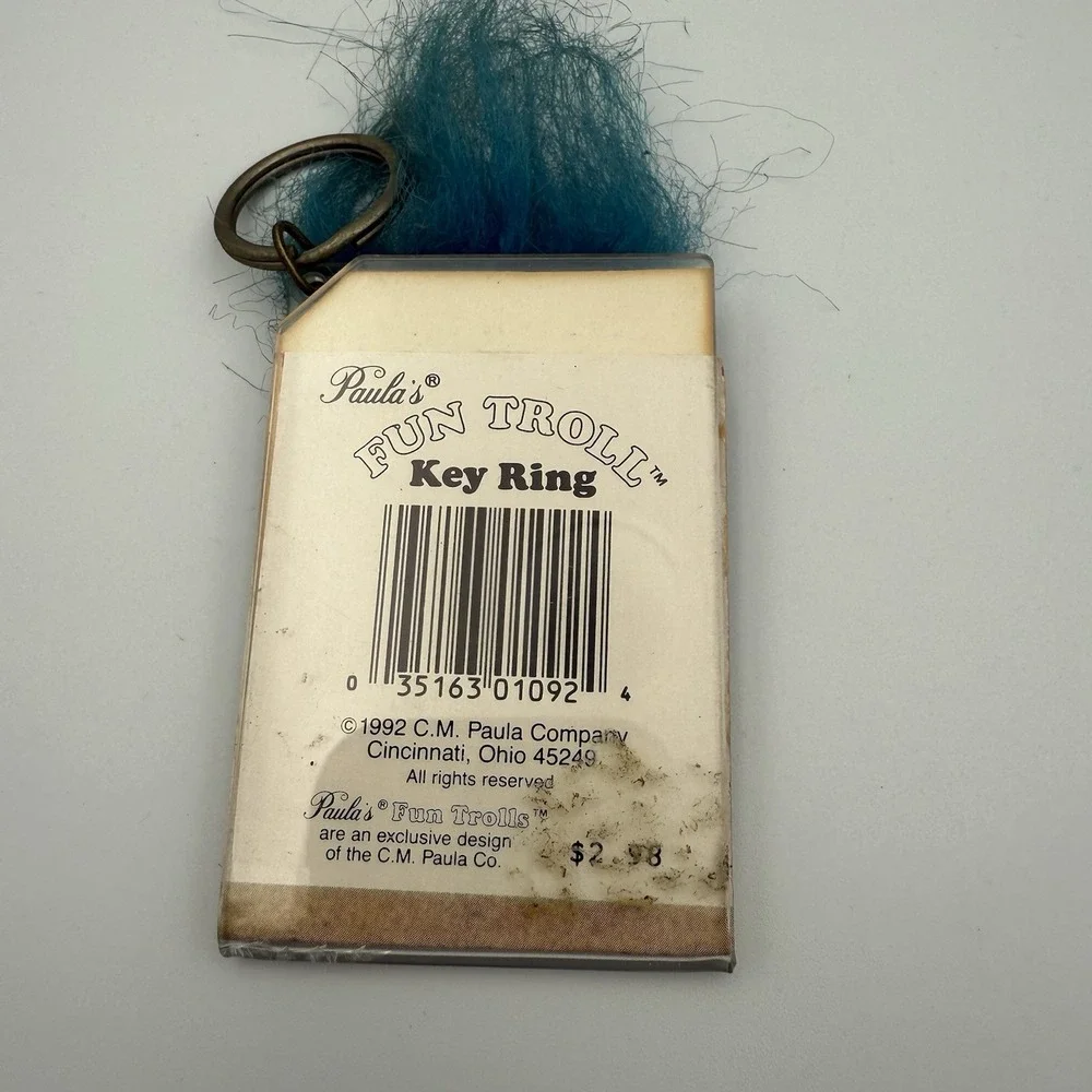 Vintage 1992 Paula's FUN TROLL Keychain‎ Key Ring Chain Fob Hangtag Troll Beach
